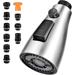Kitchen Faucet  Replacement,  3 Function Pull Down Spray  with 9 Adapters, Kitchen Sink Faucet  Compatible with  Standard, Moen/Delta Faucets, Brushed Nickel