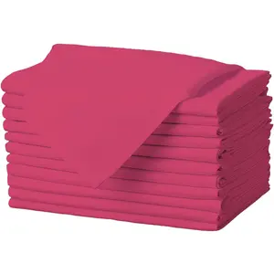 Cloth Napkins - 17 x 17 Inch Fuchsia nner Napkins - Set of 12 Soft & Absorbent Washable Fabric Cloth Table Napkins with Hemmed Edges for Hotel Restaurant, Holiday Parties & Wedng