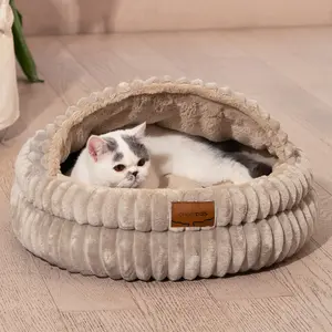 Cat Cave Bed for Indoor Cats, Fluffy & Warm Indoor Couch Fuzzy Sofa with Removable Washable Cover Supportive Pet Chair for Autumn Winter Puppy Bedding