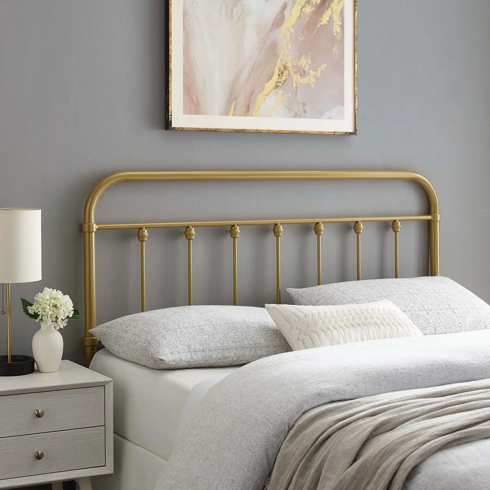 Modway Sage Twin Metal Headboard in Gold Modway Sage Twin Metal Headboard in Gold