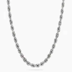 4mm Silver Diamond Cut Rope Chain