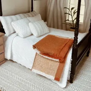 Orange Plaid Flannel Blanket