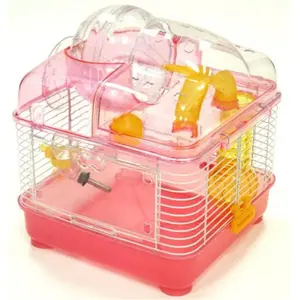 212 MAIN 10 in. Transparent Plastic Small Animal Habitat - Pink Hamster-Mouse Cage, Mouse Cage