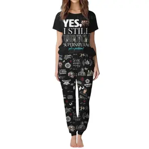 Supernatural Pajamas Set, Supernatural Holiday Pajamas, Winchester Brothers Tshirt, Sam Dean Shirt, Supernatural Womens Pajamas