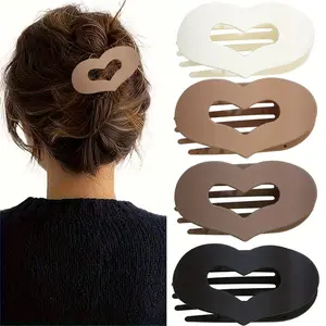 4pcs Vintage Simple Hollow Hair Clips, FlatClaw Clips, Anti-Slip Square & Curved Design,Suitable for Long Thick Hair, Daily CommuteEssential, Cute Hair Accessories