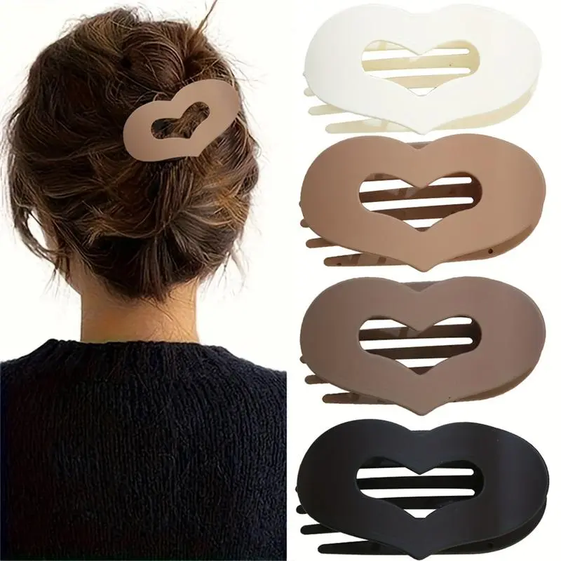 4pcs Vintage Simple Hollow Hair Clips, FlatClaw Clips, Anti-Slip Square & Curved Design,Suitable for Long Thick Hair, Daily CommuteEssential, Cute Hair Accessories