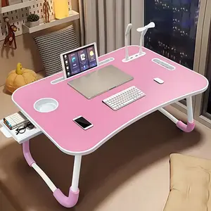 Portable Foldable Laptop Bed Table 3-Port USB Storage Drawer Cup Holder Multi-Functional Desk Stand Tray for Eating Reading Working ergonomic keyboard thocky zh870