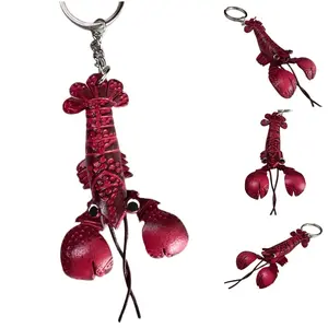 3D Leather Keychain - Handcrafted Durable Accessory: Shrimp bunny cute cute keychain