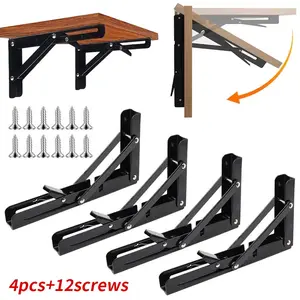 4pcs foldable triangular bracket, wall mounted partition bracket, shelf board support L-shaped heavy-duty bracket, Sturdy Bracket
