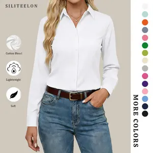 Siliteelon Button Down Dress Shirts for Women Long Sleeve Classic Fit Purple Shirt Woman Work Business Casual Collared Blouse Tops Formal Colorful Layering Outfits | January Outfits Inspo
