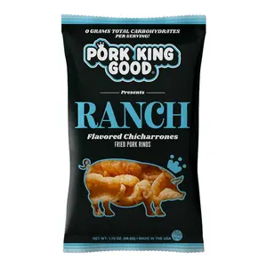 Pork King Good Ranch Pork Rinds 1.75 oz (24 pack) - Keto Friendly, Gluten Free, Sugar Free Snacks Crispy Chip Crunchy Tangy Flavor