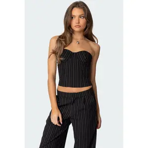 Aliza Strapless Pinstripe Corset