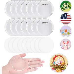 25 count  Clear Button Pins,2.76 Inch Custom Pin Badges, DIY Blank Buttons Pins,Round Photo Buttons Personalized Button Making kit for Craft