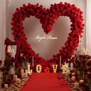Weddding Backdrop Red Rose Floral Heart Shape Arrangement Event Flower Arch Decor Props A8745