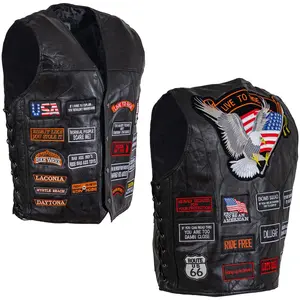 212 Main Men's Buffalo Leather Motorcycle Vest - Large