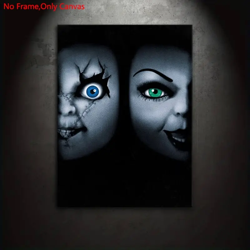 1 Set Frameless Canvas Painting Poster, Minimalist Art, Modern Minimalist Design, Modern Home Decor, Chucky and Tiffany, A perfect gift for movie fans, ideal for bedroom, living room, wall decor
