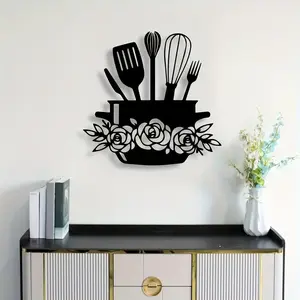 Modern Kitchen Metal Wall Art Decor, Artistic Touch, Home Decoration for Living Room Dining Room, Hanging Ornament Accessories for Background