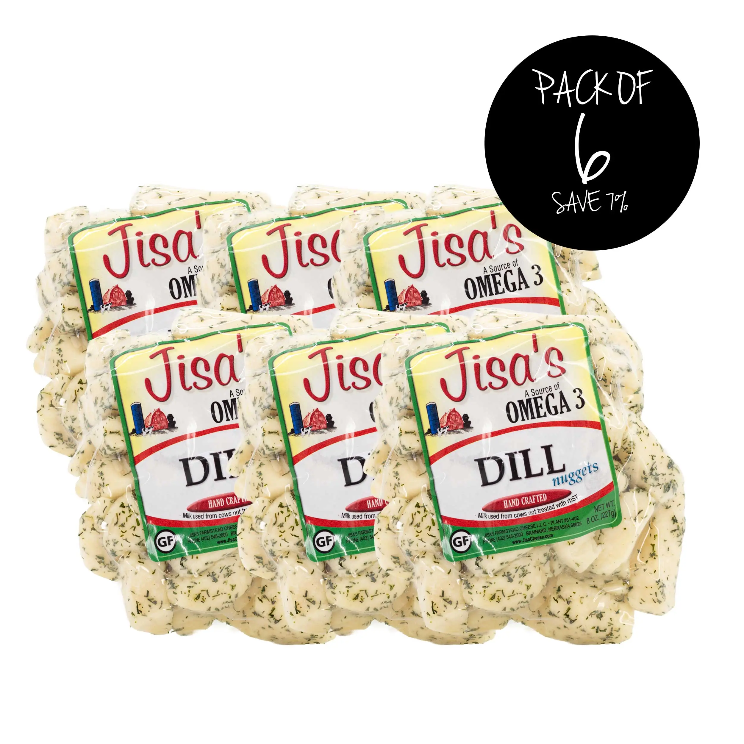 Dill Cheese Nuggets | Pack of 6 | 8 oz | Jisa's Farmstead Cheese