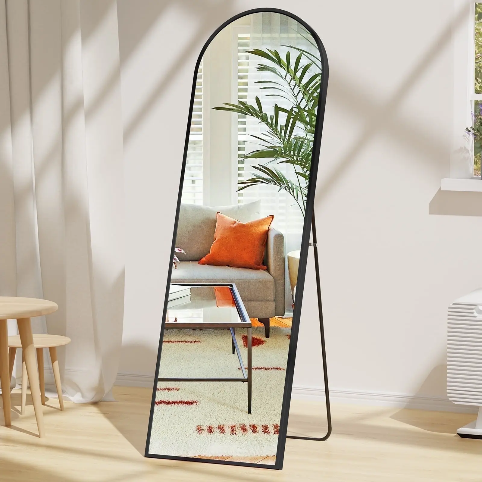 EDX Arched Full Length Mirror 59"x16" Full Body Mirror Rectangle Free Standing Wall Mounted Leaning Hanging Floor Mirrors Aluminium Decor