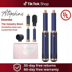 ATOPSKINS 5 in 1 Detachable Blow Dryer Brush Set Negative Ionic Hot Air Brush Hair Styling Tool Round Hot Air Straightener Brush Volumizer Air Curler Wand for Women Salon Home White Multifunctional  30-day free returns