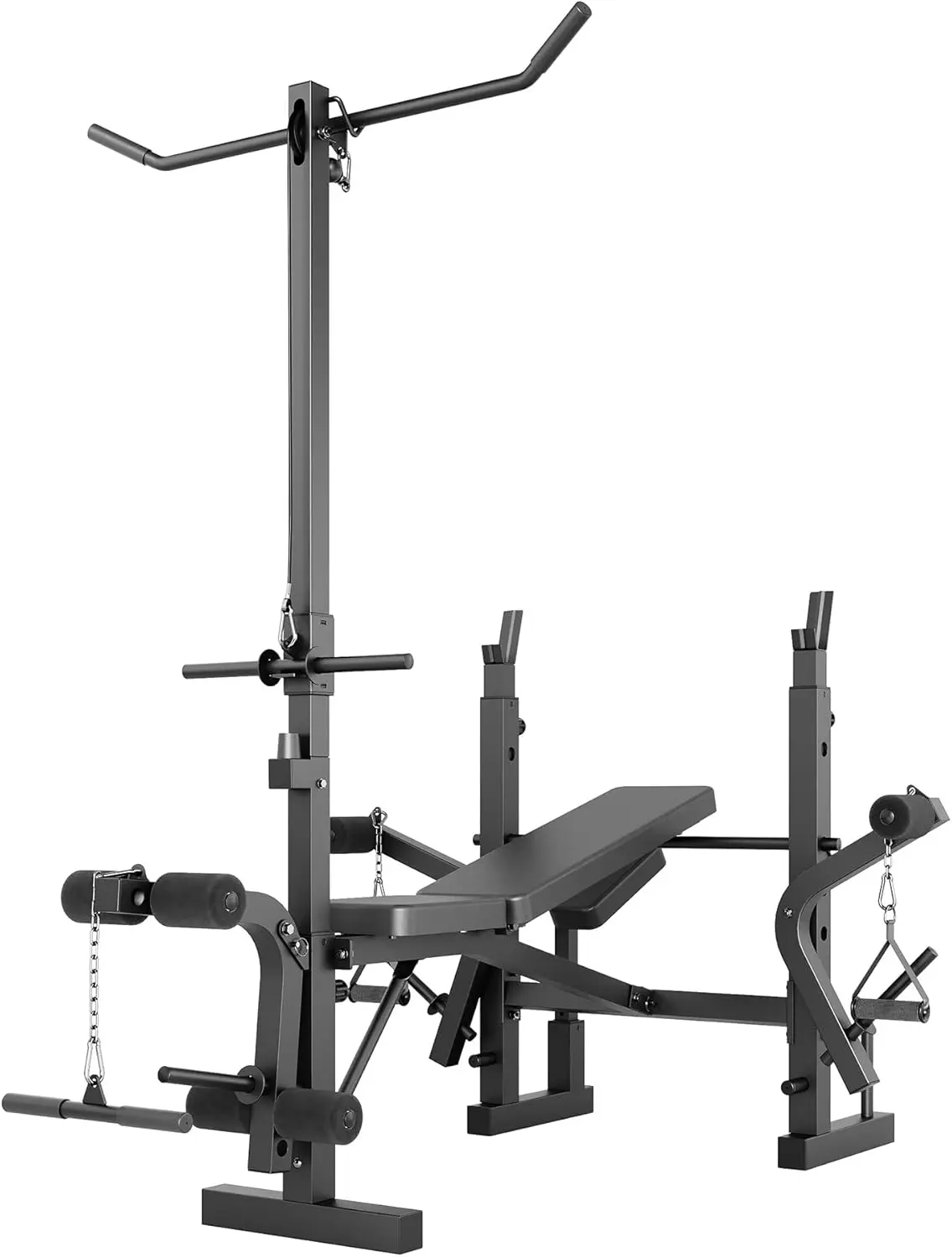 Olympic Weight Bench Set, Multi-Function Bench Press Rack Set with Leg Developer & LAT Pulldown, Foldable Chest Press Bench with Preacher Curl Pad for Home Gym Full Body Workout
