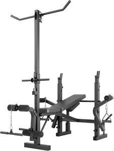 Olympic Weight Bench Set, Multi-Function Bench Press Rack Set with Leg Developer & LAT Pulldown, Foldable Chest Press Bench with Preacher Curl Pad for Home Gym Full Body Workout