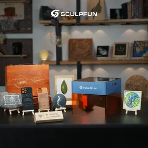 Sculpfun iCube Pro 5W Laser Engraver with Ultra-Fine 0.06mm Spot, 130x130mm Area, Smoke Filter, Temperature Alarm, Eye Protection, BT & Type-C, High-Speed Engraving, Replaceable Lens