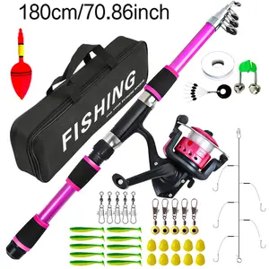 Multi-Color Fishing Rod and Reel Set, Telescopic Rod with Line Spool, Complete Accessories, Convenient Storage Bag, Essential for Beginners