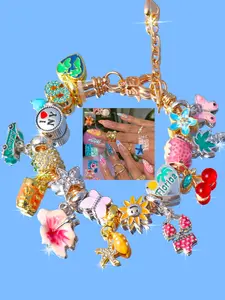 Beach Vacation Style Charm Bracelet, Starfish Shell Bracelet, Cherry Blossom Bikini Bracelet, Cute Cherry Strawberry Bracelet