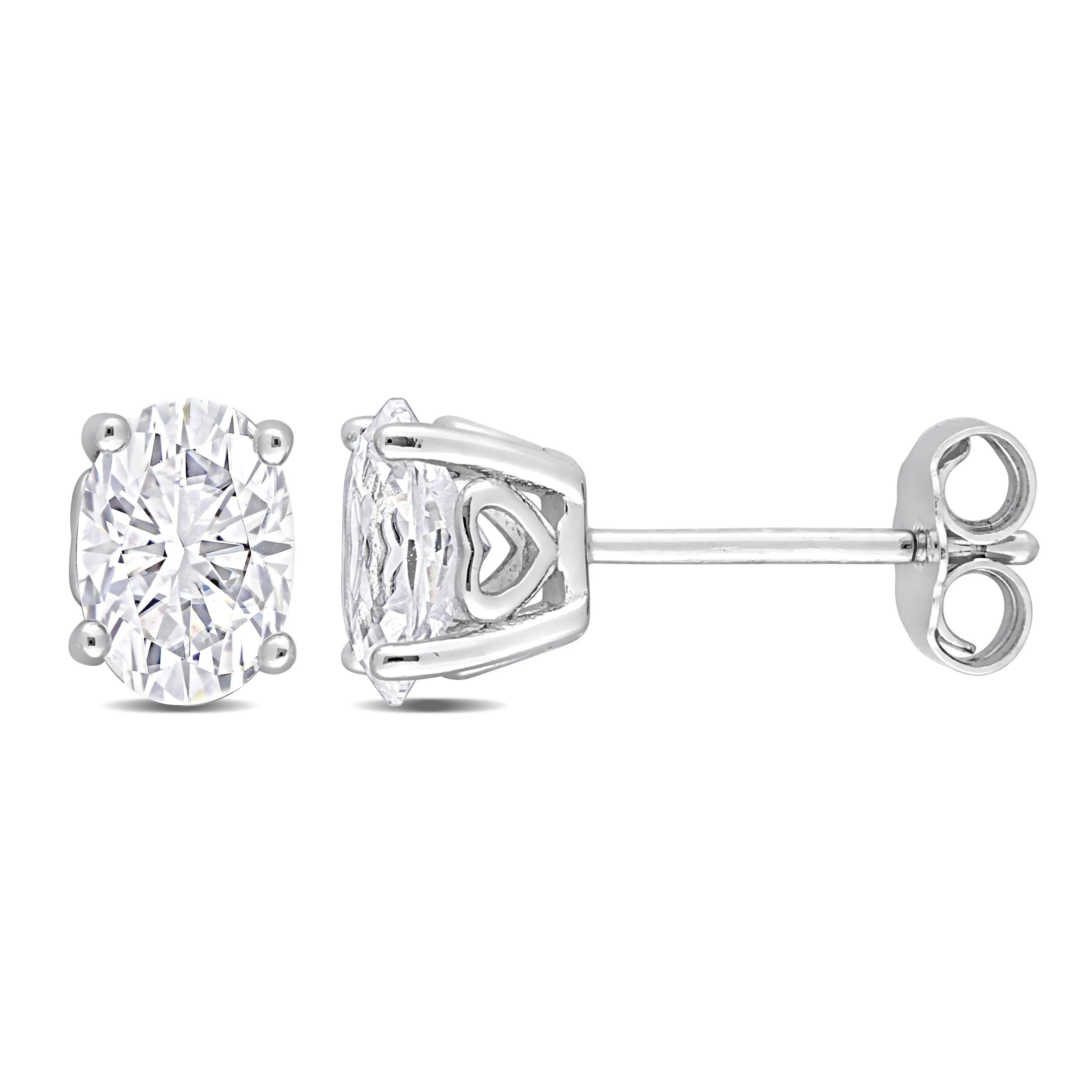 2.54 ct TGW Created white sapphire Oval fashion post earrings silver