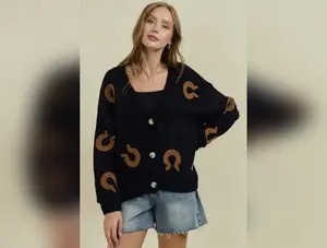 Sleepless in a Hotel Room Horseshoe Patch Cardigan