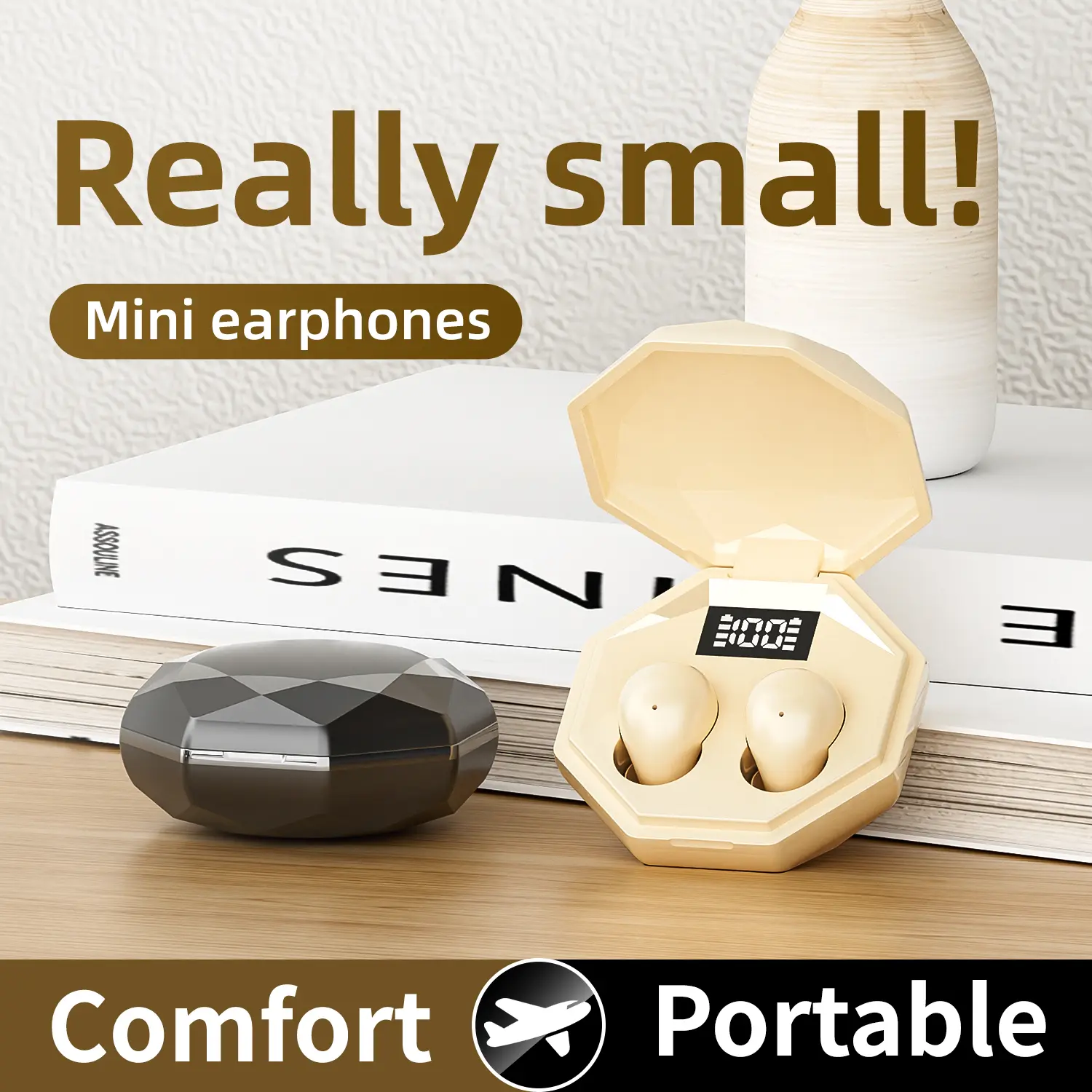 Smallest Invisible Mini Earbuds Wireless Bluetooth, Low Profile Micro Tiny Discreet Hidden Earbuds for Work, Small Headphones, Invisible Sleep Wireless Earphone IPX5 Waterproof for Small Ear Canals