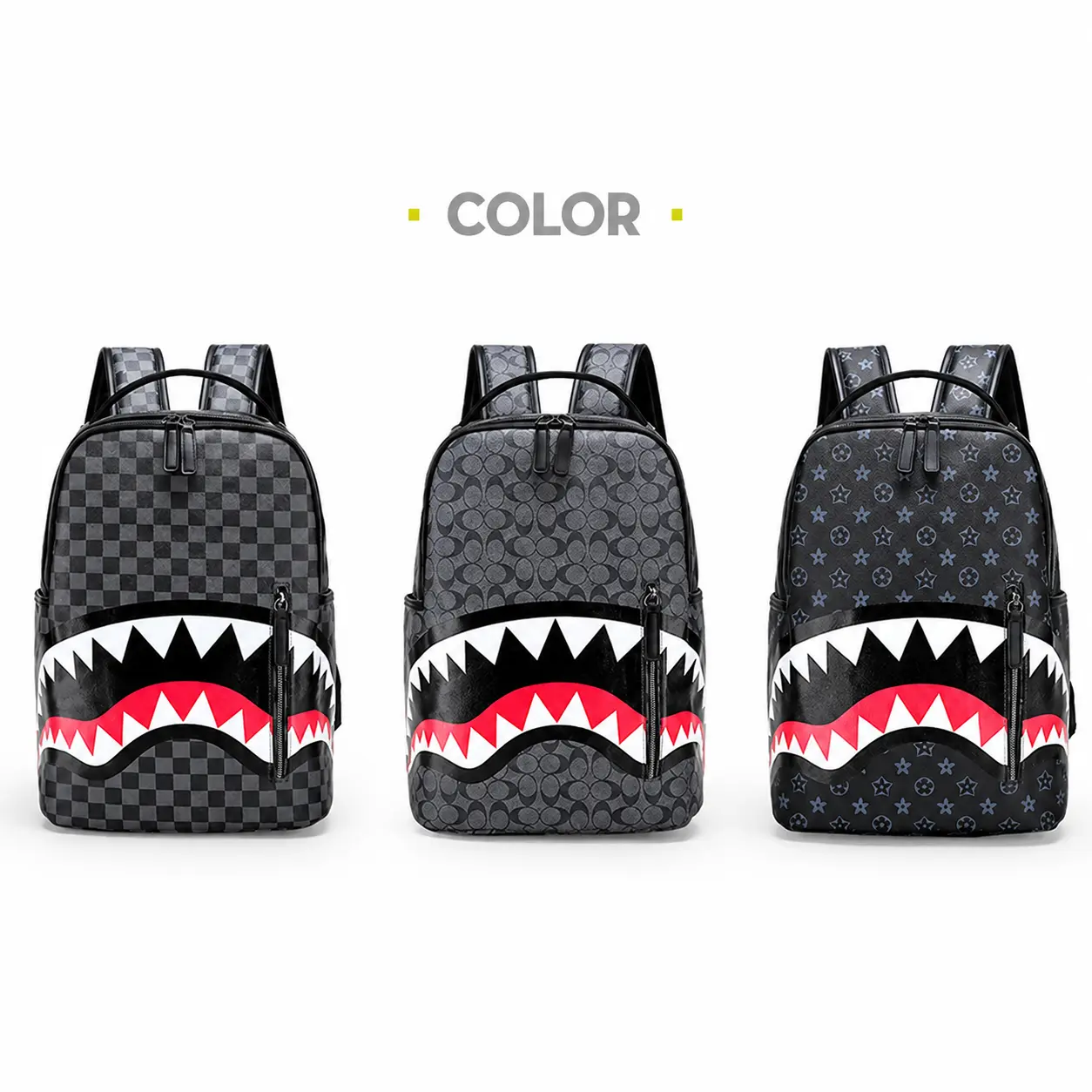 Sprayground Shark Mouth Backpack, Black Graphic Shark School Bag, Large Capacity Laptop Backpack, Trendy Streetwear Daypack For Teen Men Women, Travel Casual Backpack, Hypebeast Hip Hop Fashion Bookbag