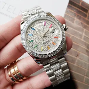 Sparkle Pave Diamond Rainbow Dial Luxury Watch