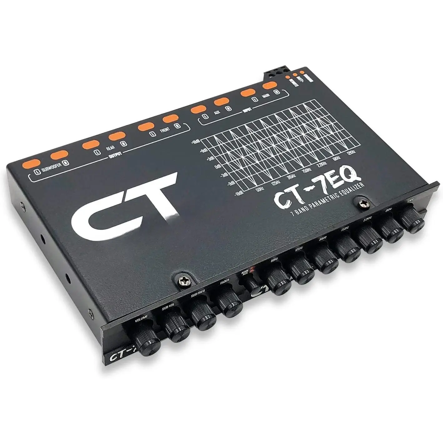 -7EQ 1/2 Din 7 Band Parametric Car Audio Equalizer, Automotive Audio Equipment with +16db Output Level, 25hz-50khz Range, Divide and Enhance Frequency Function