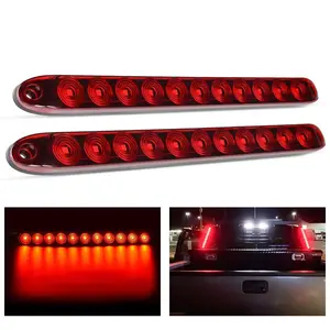 Nilight 16-Inch 11-LED Red Waterproof Brake Signal Trailer Light Bar - Flush-Mount PC Lens, LED Tailgate Lights (Pair)