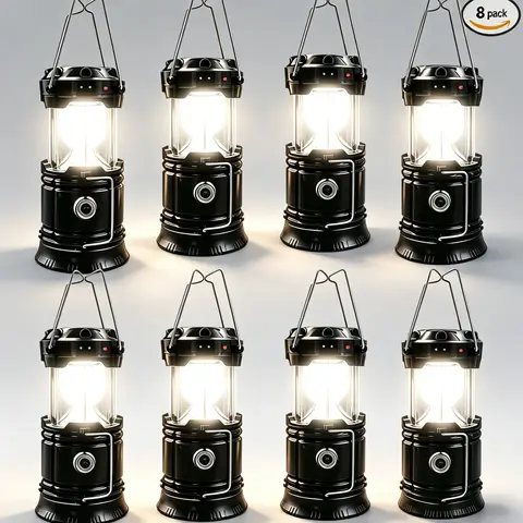 4/8-Pack Solar Camping Lanterns - USB Rechargeable Lighting, Magnetic Base, Foldable Hanging Hook, Collapsible Portable Pocket Light, Power Bank Mode, 360° Coverage, Lightweight & Portable - Ideal for Emergency, Outdoor Hiking, Power Outages - Gift Set