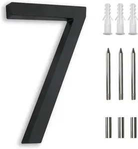 7 Inch Floating Numbers , Address Numbers For Houses Number For Outside Address On Black Large Numbers Door Numbers For Floating Flush Zinc Alloy Black
