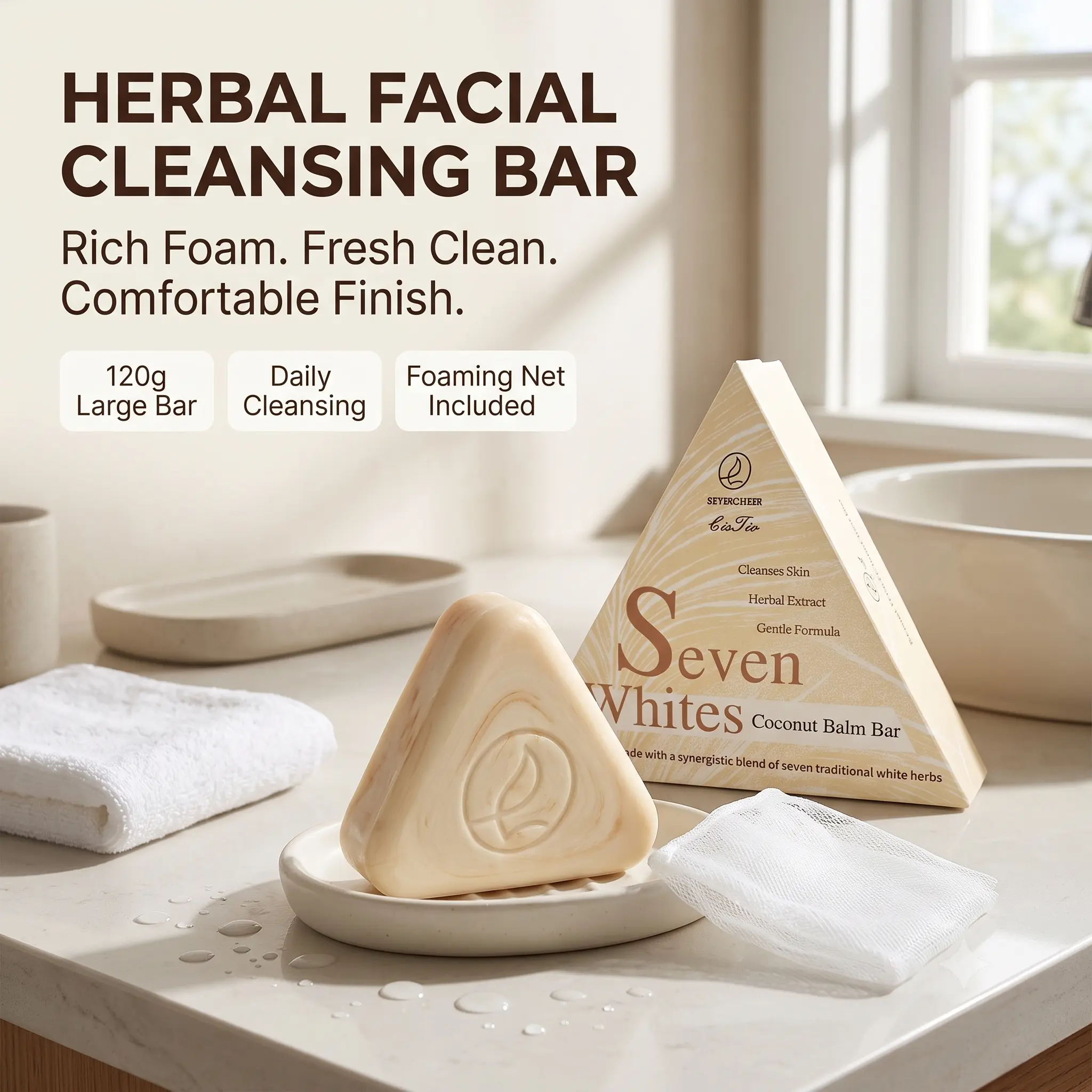 Greasy T-Zone, Clogged Pores, Rough Skin — Rich-Foam Herbal Face Soap for Deep Cleansing and a Soft, Fresh Finish