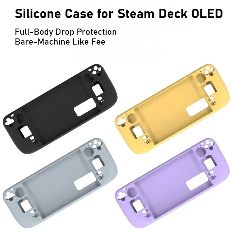 Silicone Case for Steam Deck OLED, Gaming Console Accessories, Full Coverage Shockproof Anti-Slip Protective Cover