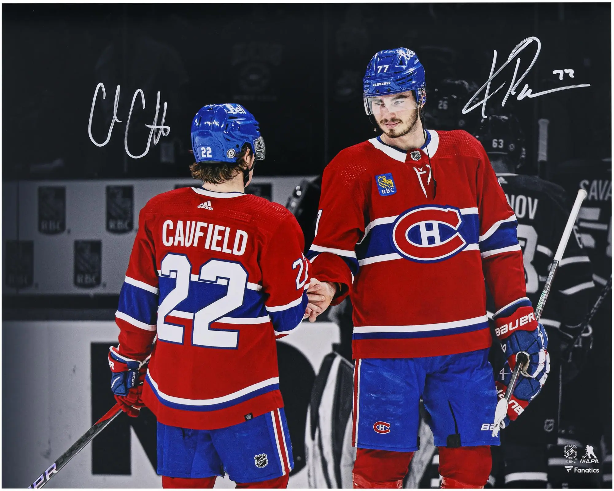Kirby Dach and Cole Caufield Montreal Canadiens Autographed 16" x 20" Handshake Spotlight Photograph - Fanatics Authentic Certified