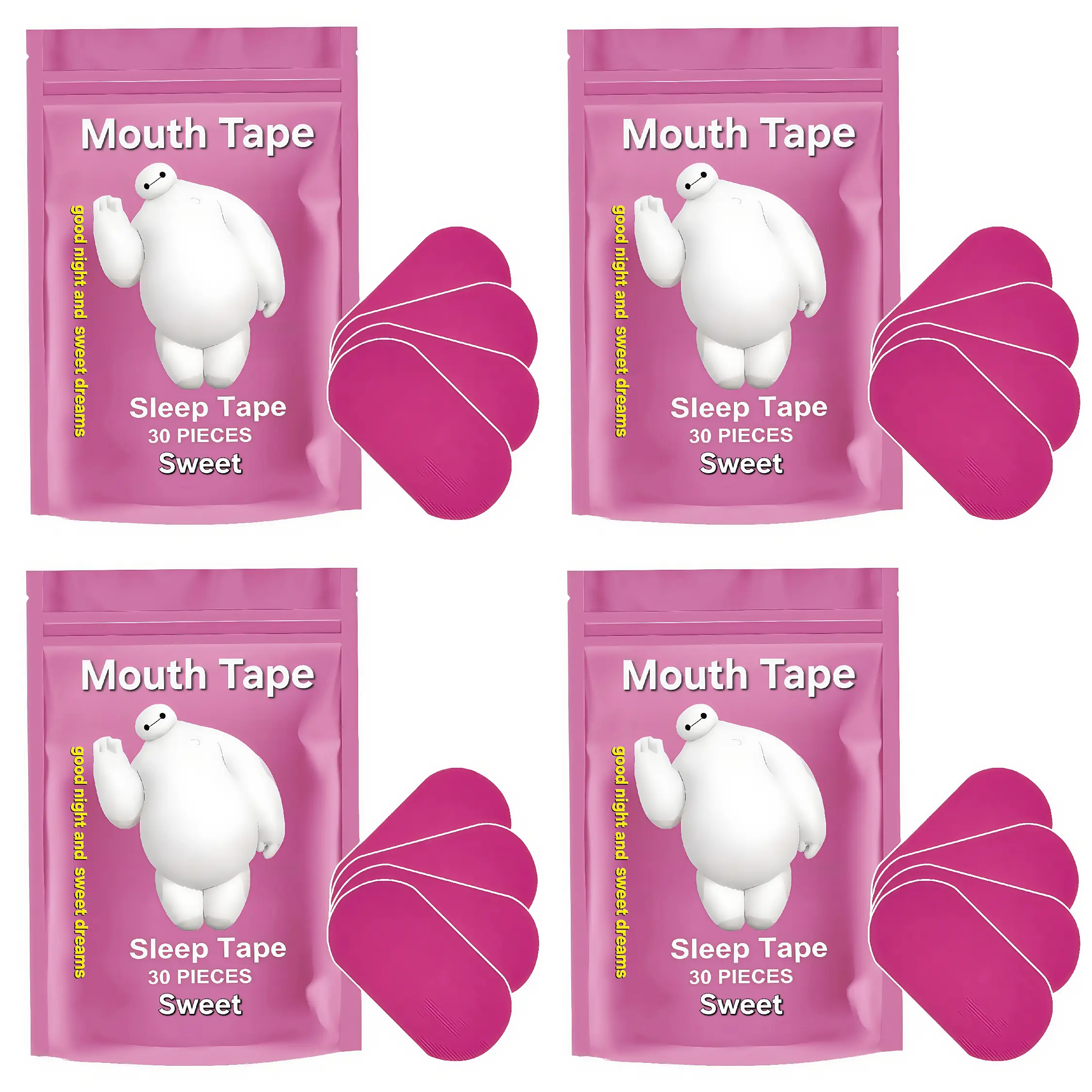 Ultra-breathable type, oral patches for 1-4 months' usage, 120 powerful adhesive sleep patches, sports accessories, helping you get better sleep. Pink color, breathing sleep, odorless.