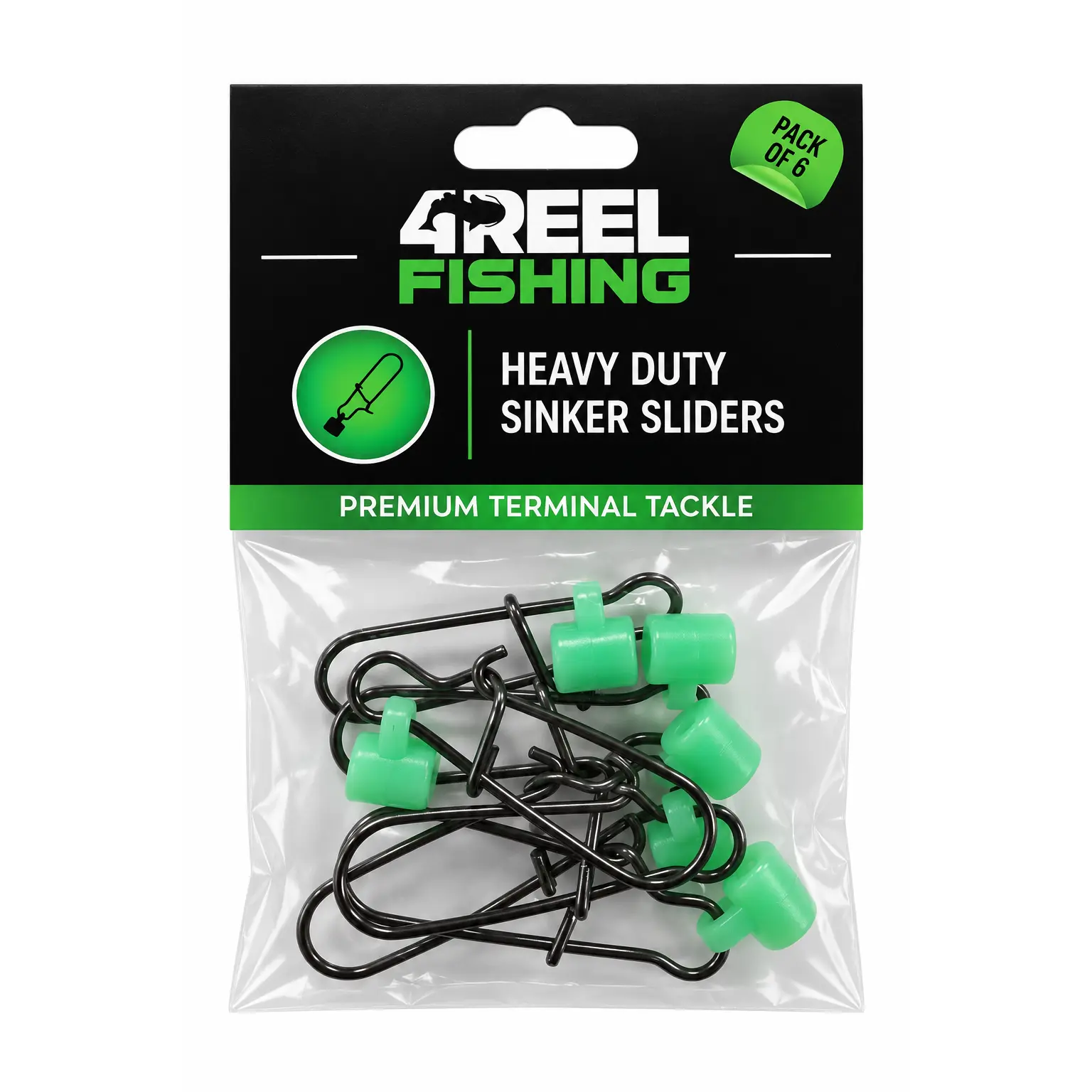 4REEL Heavy Duty Sinker Sliders - Green (6 Pack)