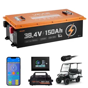 SummerWinsVEVOR 36V (38.4V) 150AH Lithium Golf Cart Battery, with 25A Charger, Lifepo4 Battery Kit, Built-in 250A BMS, with Bluetooth Mobile APP Touch Monitor, 4000 Cycles, for Golf Carts, Trolling Motorsdealsforyoudays