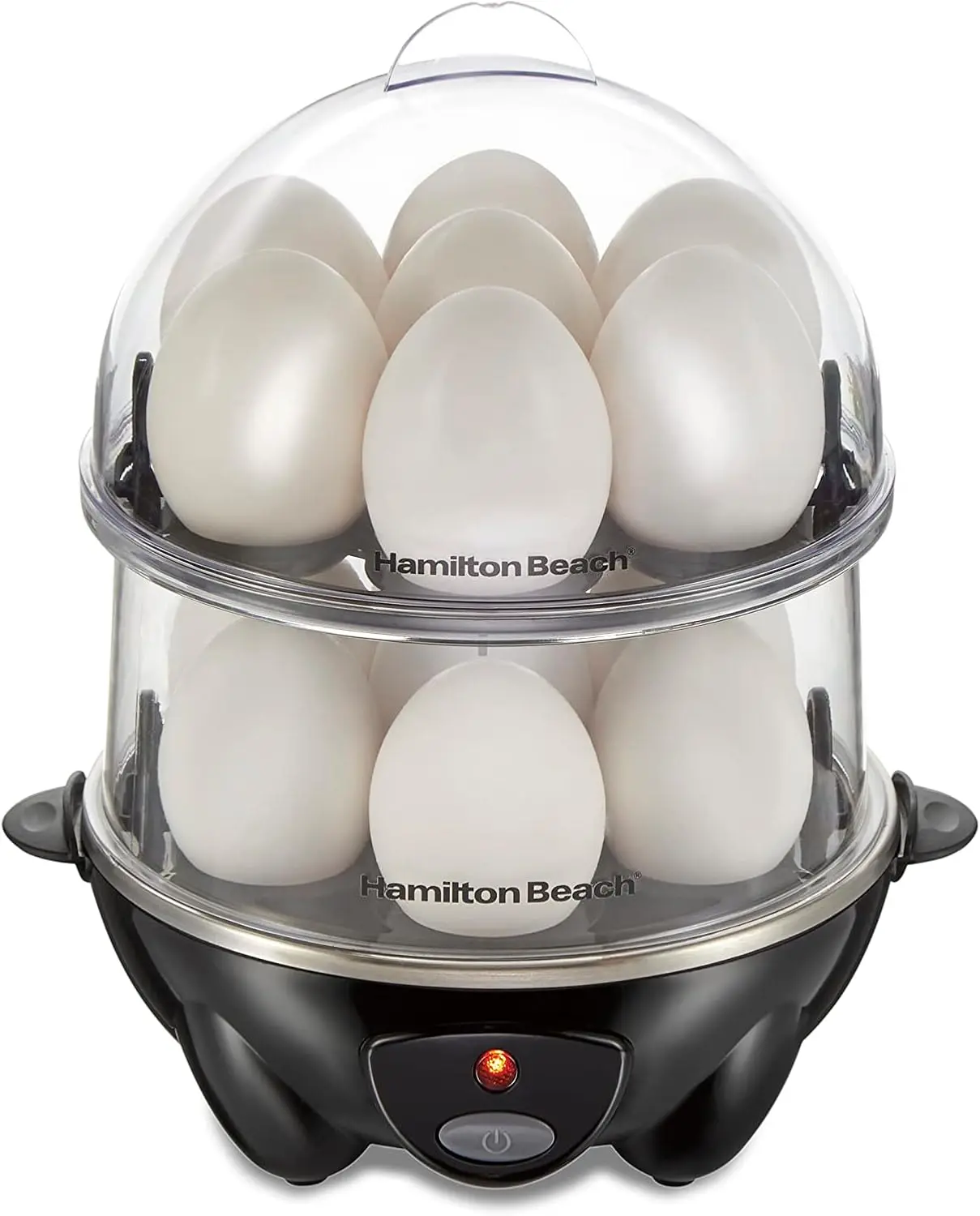 Hamilton Beach 3-in-1 Electric Egg Cooker for Hard Boiled Eggs Poacher Omelet Maker & Vegetable Steamer Holds 14 Black Perfect Eggs Every Time