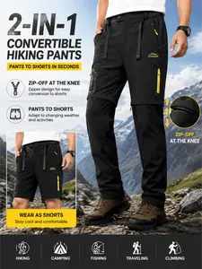 Men's Detachable Quick-Dry Outdoor Cargo Pants, Shorts, Summer Lightweight, Multi-Pocket, Adjustable Waist, Ideal for Hiking and Camping