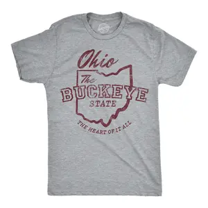Mens Funny T Shirts Ohio The Buckeye State Sarcastic Graphic Novelty Tee For Men Mens Funny T Shirts Cool Vintage Fashion T-Shirt Gift Classic Menswear Novelty Tees for Guys Light Grey