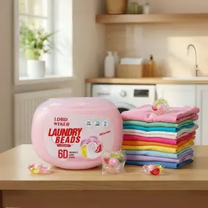 LDBD WYKER Peach & Floral 6-in-1 Laundry Pods Super Cleaning Power Soft Fresh Scent One Pod Does It All Scented Detergent Beads for Household Use Perfume Flowe