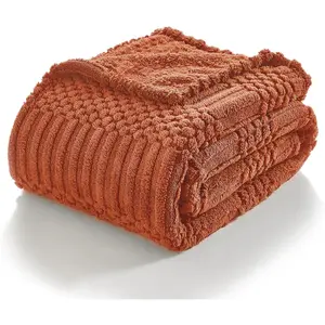 Throw Blanket for Couch-Rust Boho Throw Blanket, Soft Fleece Plush Lightweight Blankets&Throws for  Seasons, Fuzzy Fall Decorative Blankets for Livingroom Bed Sofa Chair (50x60, Rust)