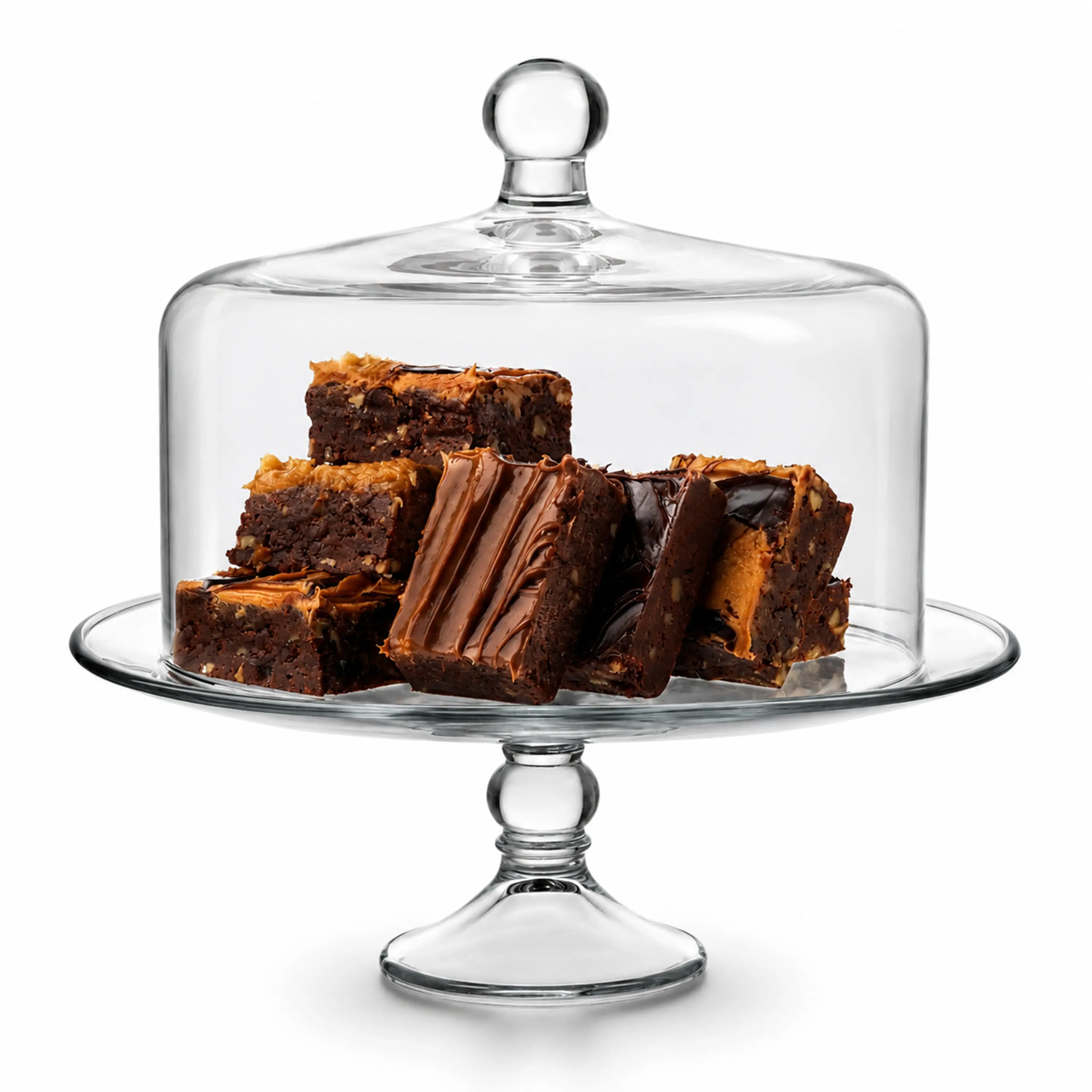 Selene Glass Cake Stand with Dome Lid, Footed Covered Dessert Serving Dish